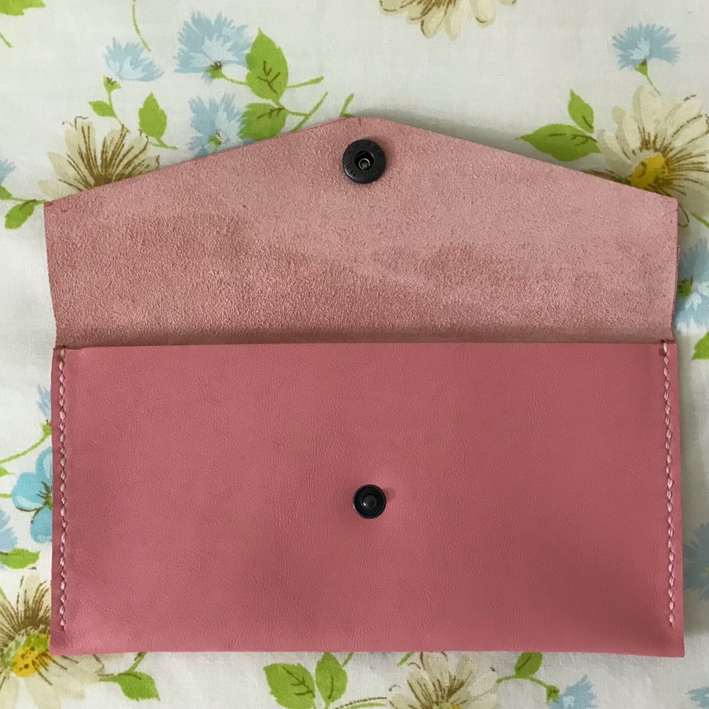 Hand Crafted Genuine Pink Leather Clutch